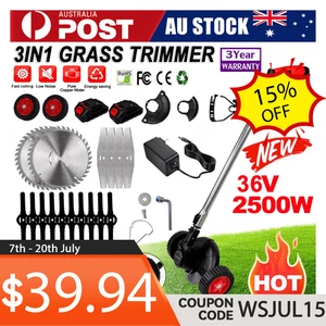 Cordless Electric Grass String Trimmer Lawn Cutter Brush Mower Whipper Snipper - Picture 1 of 17