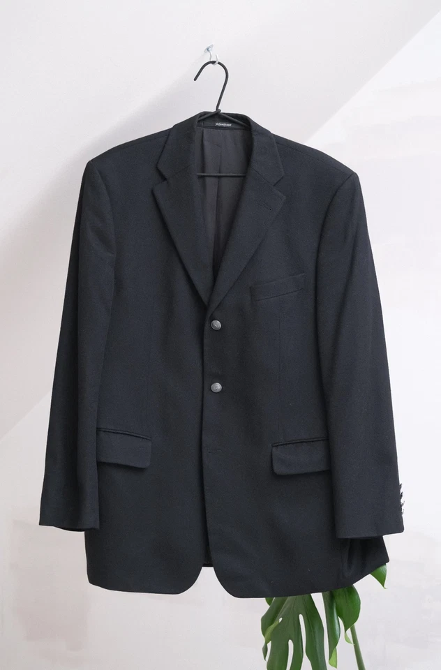 YSL Yves Saint Laurent Vintage Men's Black Wool & Cashmere Blazer Jacket Size 52 - Image 1 of 4