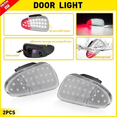 2x luces de cortesía LED rojas y blancas para puerta Fit Ford F-150 1997-2003 F-250 1997-1999 Foto 1 de 4