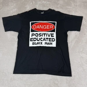 Vintage 90s Danger Positive Educated Black Man Shirt Herren XL Preowned Graphic Tee - Bild 1 von 6
