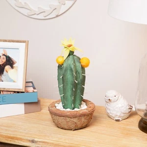 Cactus artificial en maceta verde estilo suroeste Northlight 12° con flores - Imagen 1 de 10