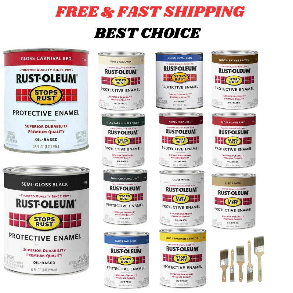 Rust-Oleum Stops Rust Brush-On Paint - 32 FL OZ Quart -Multiple Colors Available - Image 1 of 1