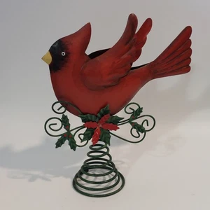 Vintage 10" 3D Metal Cardinal Christmas Tree Topper Rustic Farmhouse Holiday... - Picture 1 of 7