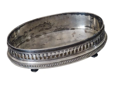 19TH Antique French Silverplated Bronze Jardiniere Centerpiece Pearls & Baluster - Image 1 of 4