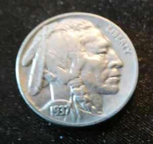 VINTAGE BUFFALO NICKEL 1937 - Picture 1 of 2