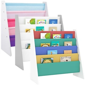 Kids Childrens Book Shelf Wooden Sling Storage Rack Organizer Bookcase Bookshelf - Picture 1 of 25