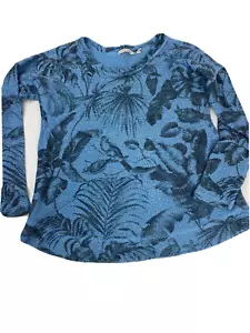 Weiche Umrandung blau Vogel Blumen Pullover Damen Gr. M - Bild 1 von 7