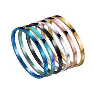 4mm/6mm/8mm Bangle Men Women's Stainless Steel Wedding Bracelet Can Open 6-color - Picture 1 of 22