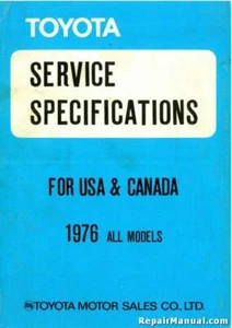 1976 Toyota All Service Specifications Manual - Picture 1 of 1