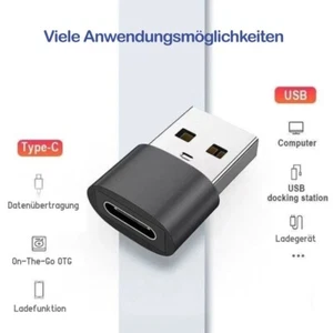 USB A auf USB C Adapter Ladeadapter Datenübertragung Stecker TOP Qualität USB - Bild 1 von 4