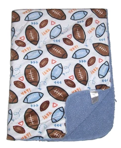 Chick Pea Football Blue Sherpa Baby Blanket Security Lovey - Picture 1 of 2