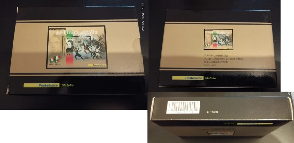 Italia Repubblica 2011 Vincenzo Gioberti  Foglietto Lamina Argento al valore fac - Immagine 1 di 1