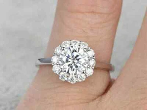2.20Ct Round Cut Lab Grown IGI Certified Diamond Engagement Ring 14K White Gold - Picture 1 of 7