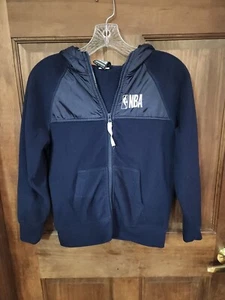 B14-NBA Jacket Boys Sz Youth M 10-12 Navy Blue Full Zip Fleece Long Sleeve Logo - Picture 1 of 4