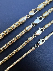 Real Solid 14k Yellow Gold Franco Chain Or Bracelet 2mm - 5mm Necklace 8''-30" - Picture 1 of 12