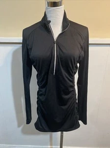 MOVING COMFORT BLACK  1/2 ZIP PULLOVER RUNNING TOP REFLECTIVE , THUMBHOLES L - Picture 1 of 6