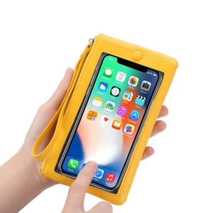 Women's Long Cell Phone Bag Purse Leather Zipper Coin with Wrist Strap Handbags - Picture 1 of 28