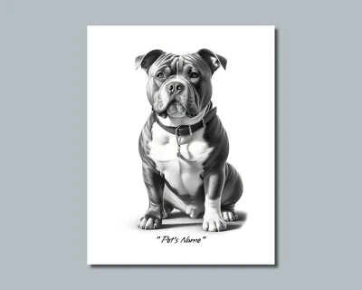 Personalized PIT BULL BULLY Pet Print Photo DOG'S NAME Picture 8x10 11x14 (P8) - Image 1 of 4