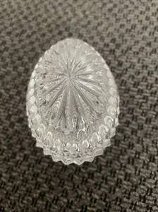 Crystal Egg Shaped Oval Lidded Candy Trinket Dish Starburst Pattern VTG - Picture 1 of 2