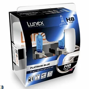 Lunex H8 Halogen Platinum Blue Max Blue Effect Headlight Car Bulbs 4700K Twin - Picture 1 of 3