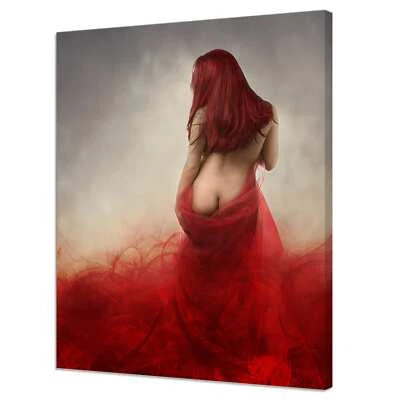 Red Haired Sexy Nude Woman Modern Design Canvas Print Home Decor Wall Art - Image 1 of 4