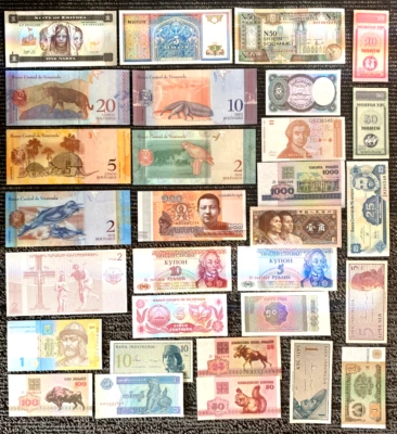 30 billetes DIFERENTES UNC moneda nítida mundo extranjero papel moneda Foto 1 de 4