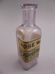 Antique Rose Water Bottle Riter Brothers Drug Company purple glass - Picture 1 of 6