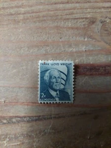 1965 Frank Lloyd Wright 2 Cent Stamp Blue/Gray. RARE. EXM-MINT. - Picture 1 of 1