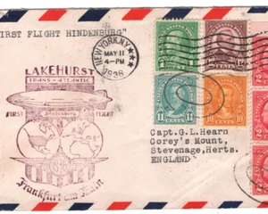 USA Cover HINDENBURG ZEPPELIN Air 1936 GB *HATFIELD* CDS Herts RARE KZ165 - Picture 1 of 12
