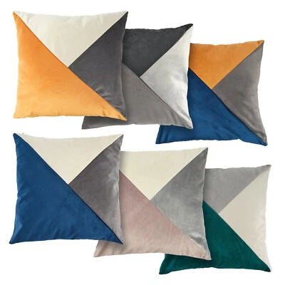 全新 Orleans Geometric Triangle Trio 麂皮绒触摸靠垫套/填充靠垫 — 第 1/4 张图片