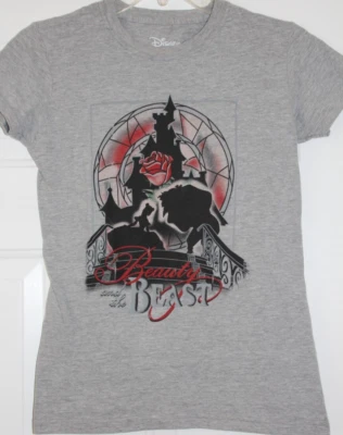 Camiseta gráfica manga gorra gris La Bella y la Bestia DISNEY para mujer talla S Foto 1 de 4