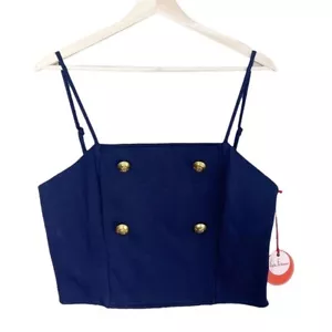 Anthropologie NWT Eva Franco Ponte Trench Sailor Coastal Blouse Crop Tank 12 - Picture 1 of 11