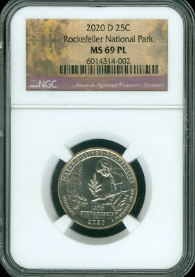 2020 D Marsh Billings Rockefeller NP Quarter NGC MS 69 PL - Image 1 of 2