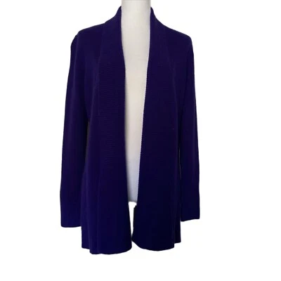 Cárdigan de cachemir púrpura de lujo Cashmere Charter Club plumero frente abierto pequeño Foto 1 de 4