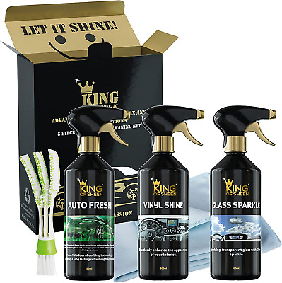 King Of Sheen Interior Car Cleaning Kit - Auto Fresh 500ml, Vinyl Shine 500ml • 30.35€