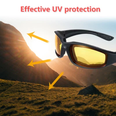 Gafas de sol para montar a prueba de viento lentes amarillas acolchadas deportes motocicleta unisex Foto 1 de 4