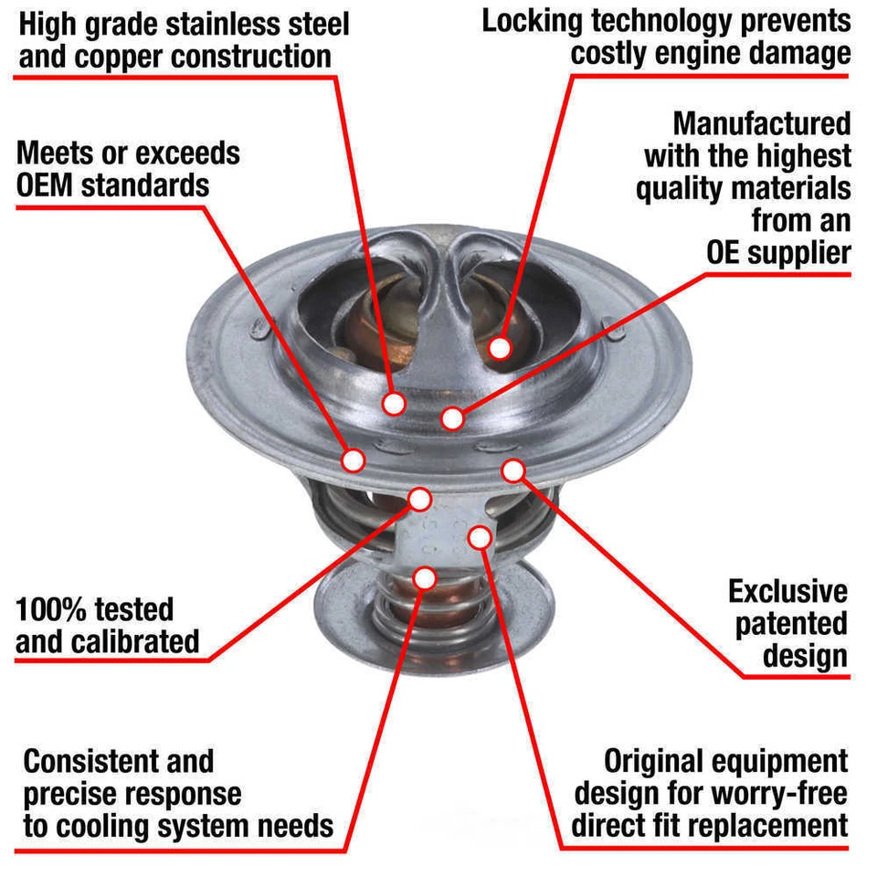 Termostato de líquido de arrefecimento do motor compatível com 1991-2016 Toyota Tacoma Prius Yaris MOTORAD - Imagem 1 de 2