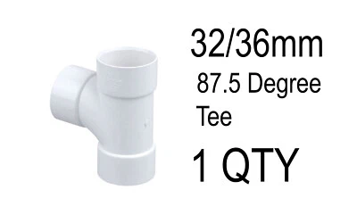 1x Wavin Osma 4Z190W 87,5° T-Stück 32/36 mm weiß ABS Lösemittel Schweißnaht