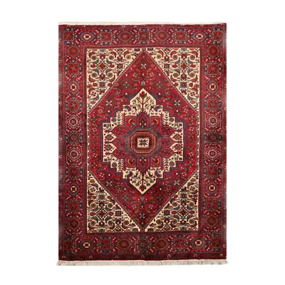 3’5” x 5’ Vintage Hand Knotted 100% Wool Bidjaar 250 KPSI Oriental Area Rug Red - Image 1 of 4