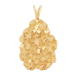 14k Gelbgold Massiv Freie Form Nugget Charm Anhänger 1,6" 11,3 Gramm - Bild 1 von 4