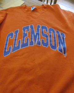 Clemson University Tigers  Adult Small Orange Sweatshirt Russell Athletic Size L - Picture 1 of 5