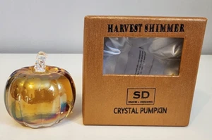 Crystal Pumpkin Paper Weight Home Decor Harvest Shimmer Simon Designs New in Box - Picture 1 of 17
