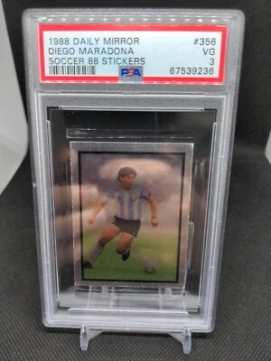 1988 Daily Mirror Soccer 88 Adesivos #356 Diego Maradona PSA 3 POP MUITO BAIXO RARO - Imagem 1 de 2
