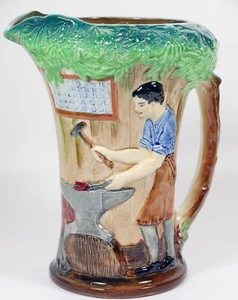 Bella grande brocca decorativa Art Deco Burleigh Ware villaggio fabbro - Foto 1 di 5