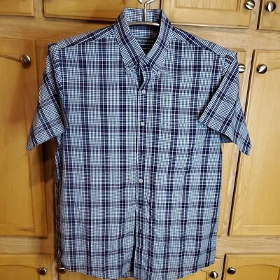 Camisa David Taylor púrpura a cuadros manga corta abotonada Foto 1 de 4