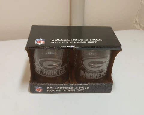 NFL Green Bay Packers Collectible 2 pack rocks glass logo set BNIB Cover