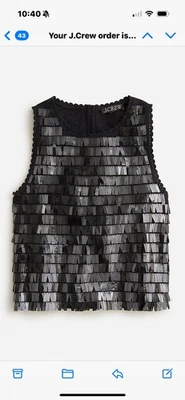 Nueva con etiquetas Camiseta sin mangas J.Crew Crochet Lentejuelas Mujer Negra S para Vacaciones Foto 1 de 4