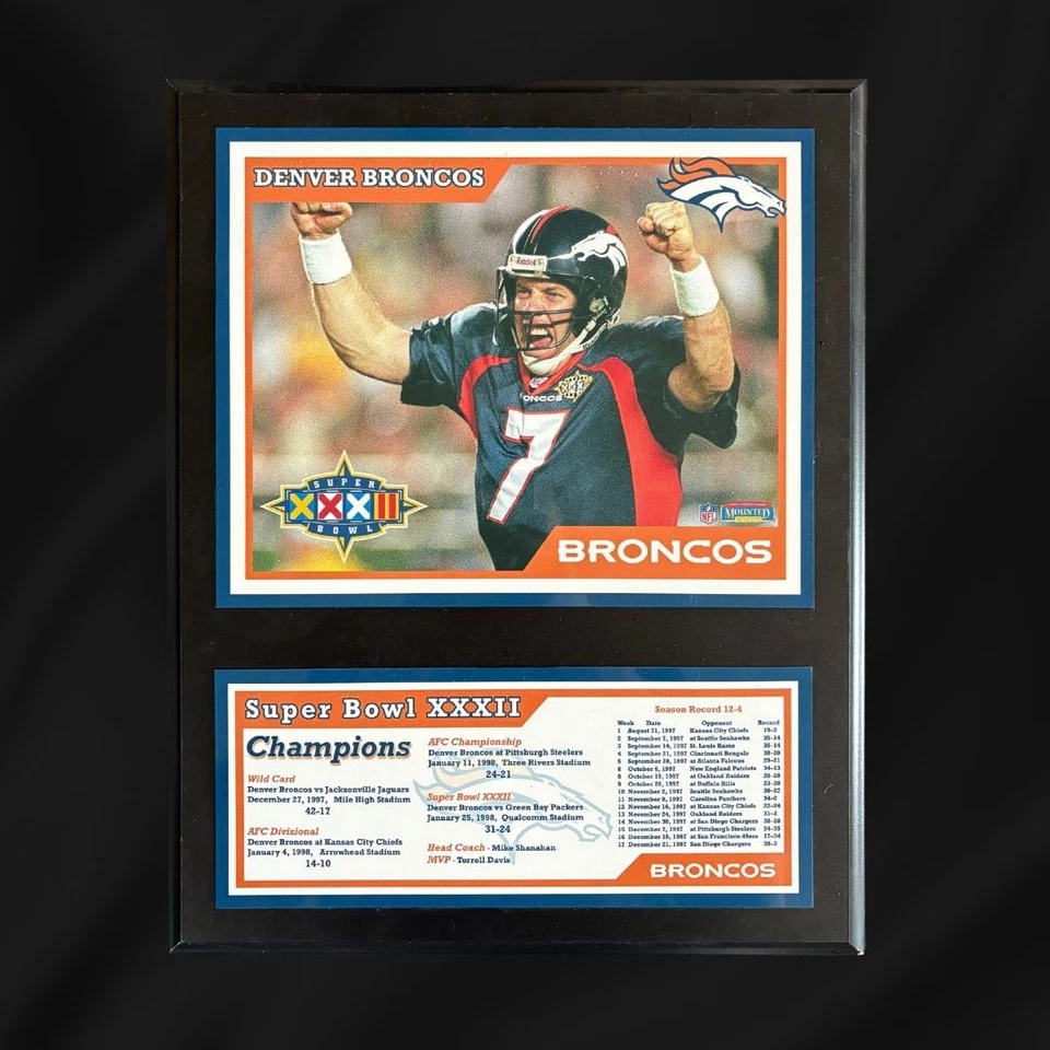 Placa conmemorativa John Elway Broncos Super Bowl XXXII Champions 12x15 pulgadas Foto 1 de 1