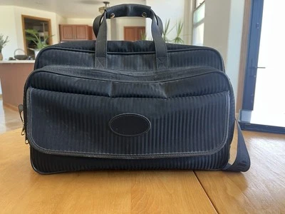 Vintage French Luggage Co. Black Canvas Leather Trim Carry-On Travel Bag - Image 1 of 4