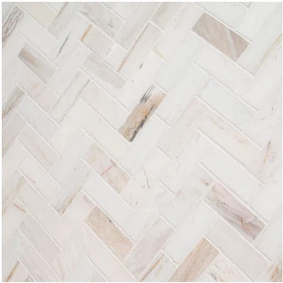 MSI Angora Herringbone 12 in x 12 in Polished Marble Mosaic 1 box, 10 sqft - Image 1 of 4